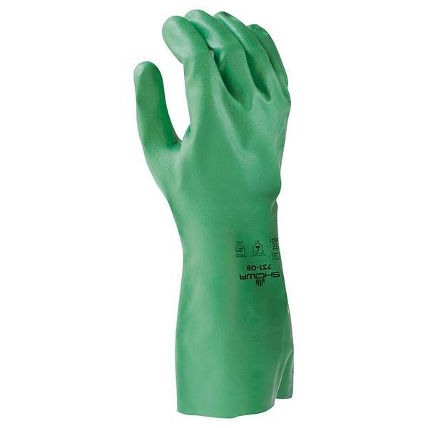 Guante Showa 731 | Nitrilo Verde | Afieltrado | Biodegradable | 13-In