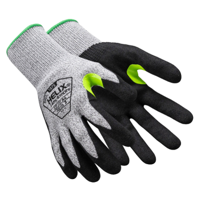 Guante Helix 1075 | Hppe/Pol/Vidrio, 13-Ga | Nitrilo Arenado | Corte-A4, Abr-5, Pun-3 | Calor 2 